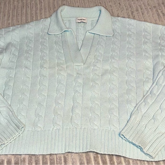 Lottie Aritzia Light Blue-Green Cable Knit Sweater L - Picture 6 of 9
